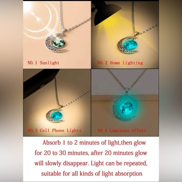 Moon Pendant Necklace that lights up - Picture 2 of 5